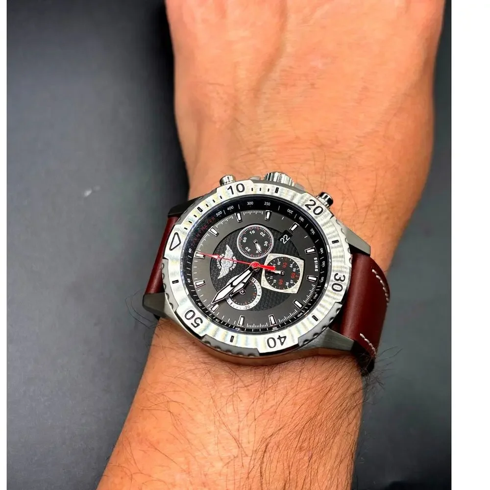 Zentler Freres Rodan ZF-15067 Swiss Chronograph Sapphire Leather 45mm Watch